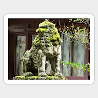 Mossy Statue at a Japanese Shrine Sticker